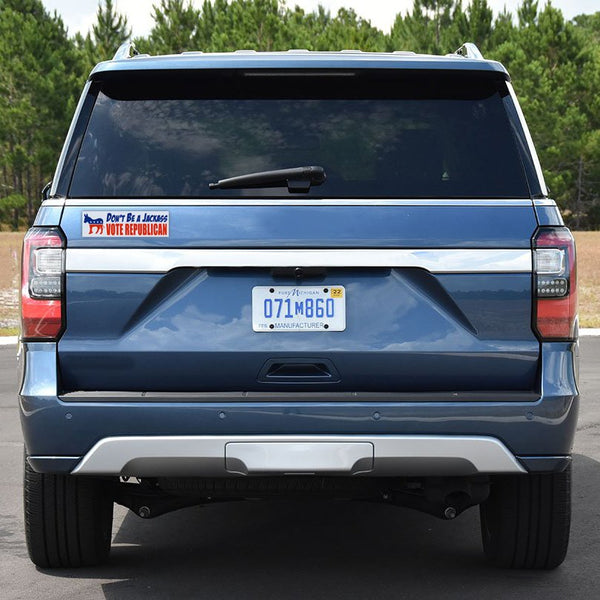 Don't Be A Jackass Vote Republican on a blue SUV